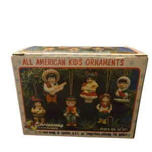 Vintage All American Kids Ornament (Set Of 5) 1 Cowboy Missing 1986 Taiwan